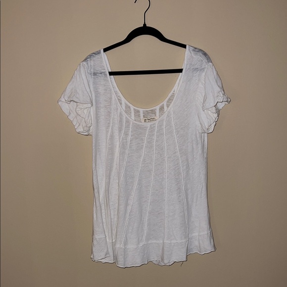 Free People White Scoop Neck Short Sleeve Tee - Picture 4 of 8